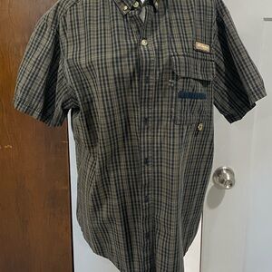 Columbia Men's Plaid Button Down Shirt - Blue and Green sportswear fishing